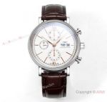Swiss Replica IWC Portofino Chronograph 7750 Watches Brown Leather Strap